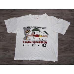 I Survived Hurricane Andrew T Shirt Mens Size Xl Usa 1992 Single Stitch